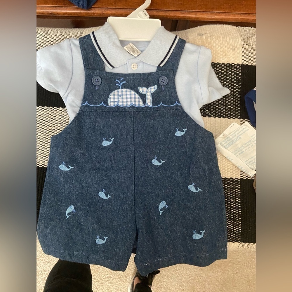Starting Out Whale Print Overall W/Short Sleeve T-Shirt size 3 months